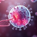 Medical illustration showing genetic switches and immune cells related to autoimmune responses in women.
