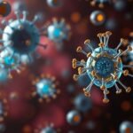 Scientific visualization of CD4 cytotoxic T lymphocytes in the human bloodstream.