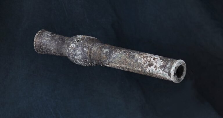 A small ancient bronze hand cannon known as the Hwangja Hwatong found in South Korea