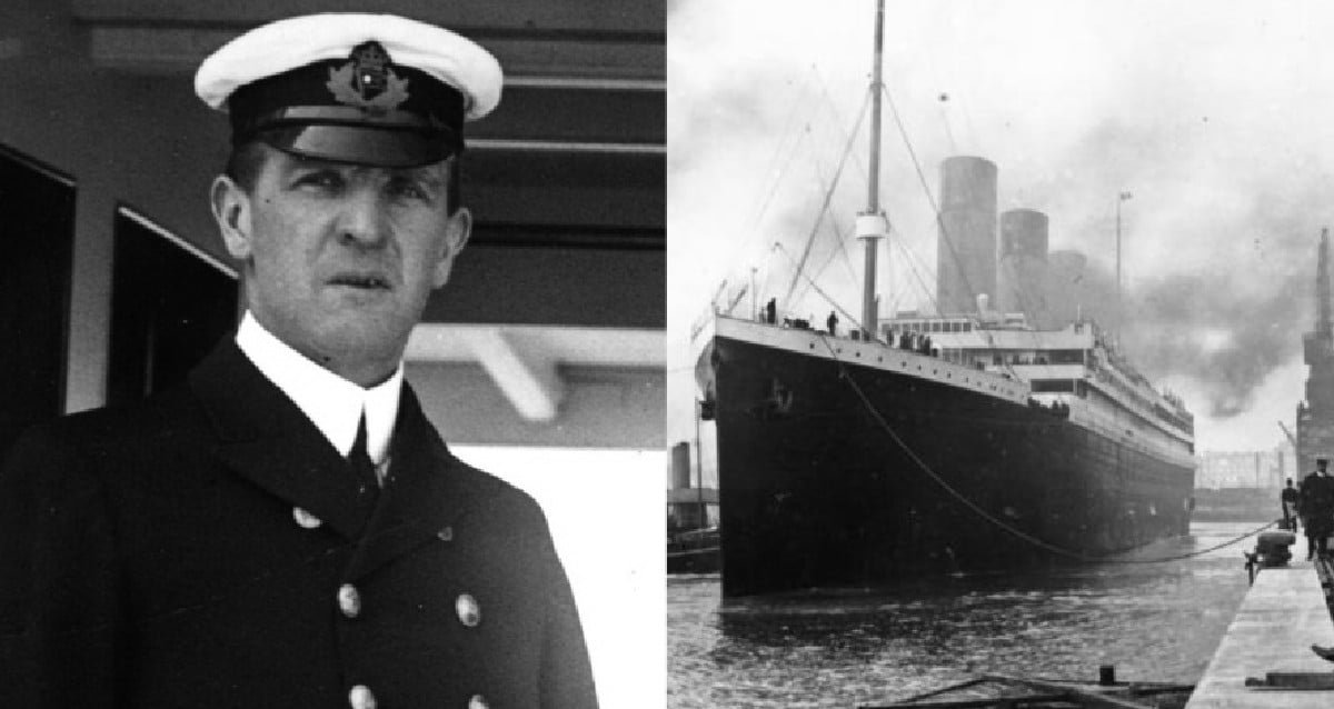 Realistic depiction of First Officer William Murdoch in his White Star Line uniform on the bridge of the RMS Titanic.