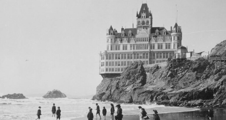 The historic Cliff House building situated on the cliffs of Lands End in San Francisco overlooking the Pacific Ocean.